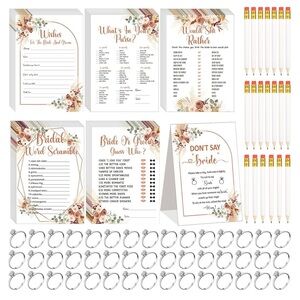 Bridal Shower Game Set with Floral Design